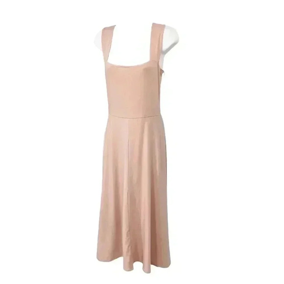 NEW Reformation Jeans Helina Square Neck Midi Dress Blush size Medium - Picture 1 of 7